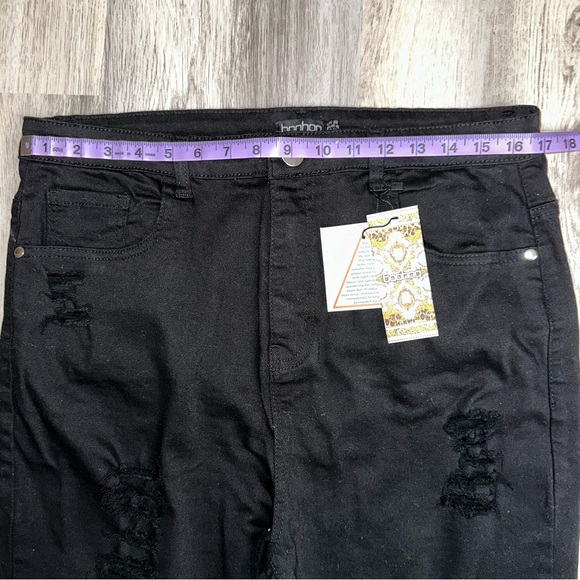 💝Boohoo NWT Plus Rip Knee Distressed High Waist Skinny Black Jeans Size 16 - Picture 6 of 12